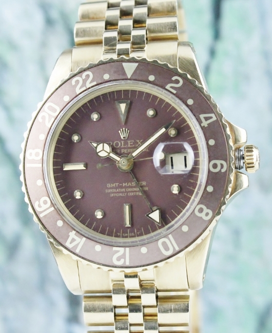 (image for) UNPOLISHED RARE FIND ROLEX 18K VINTAGE OYSTER PERPETUAL DATE / GMT-MASTER - 1675/8 / CERT
